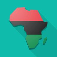 Africa continent map icon with a pan-africa flag