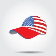 Cap with flag of America a shadow on gray background N2