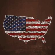 USA flag map on dark rusty background
