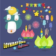 Loy Krathong festival set - vector illustration