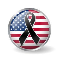 USA flag button with black ribbon vector