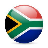 Round glossy icon of South Africa