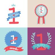 Collection of vector multicolored badges trophies and awards N3