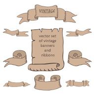 set of vintage ribbons and banners N8