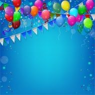 Happy Birthday party with balloons and ribbons background N2