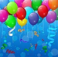 Happy Birthday party with balloons and ribbons background N3