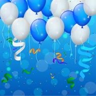 Happy Birthday party with balloons and ribbons background N4