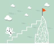 vector cartoon businessman climb up the ladder to top