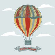 Vintage hot air balloon in the sky with clouds N2