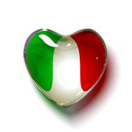 Glass Italian heart isolated on white
