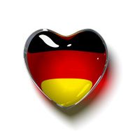 Glass German heart isolated on white
