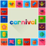 Celebration festive background with carnival flat icons and objects N3