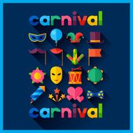 Celebration festive background with carnival flat icons and objects N4