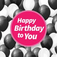 happy birthday greeting card with balloons