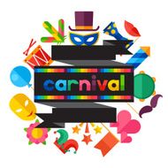 Celebration festive background with carnival flat icons and objects N6