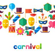 Celebration seamless pattern with carnival flat icons and objects