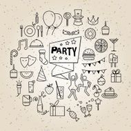 Party line icons set for design N3