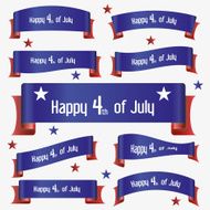 red and blue curved independence day ribbon banners eps10