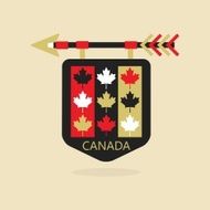 Canada medieval icon with flag leaves pattern