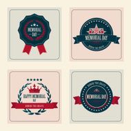Memorial Day greeting card badge and labels Vector EPS10 N2