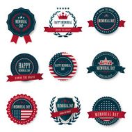 Memorial Day greeting card badge and labels Vector EPS10 N3