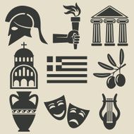Greece symbol icons set