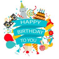 Happy Birthday background with icons set