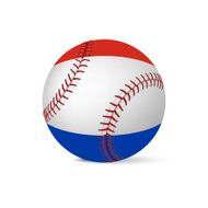 Baseball with flag of Netherlands isolated on white