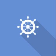 Flat long shadow sea icon isolated on blue N2