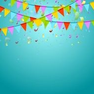 Party flags colorful celebrate abstract background with confetti
