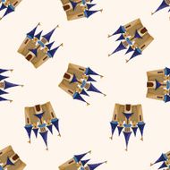 castle cartoon seamless pattern background N29