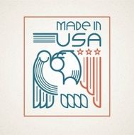 Made in the USA Symbol with American flag and eagle N11