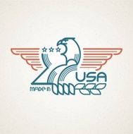 Made in the USA Symbol with American flag and eagle N12