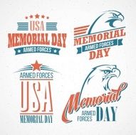 Memorial Day Typographic card with the American flag and eagle N3