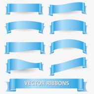 light blue various curved empty ribbon banners eps10