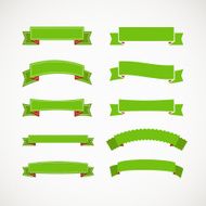 Different retro style green ribbons Ready for a text