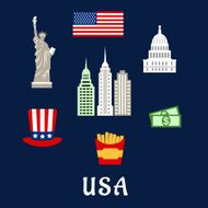 USA famous architecture and culture symbols concept