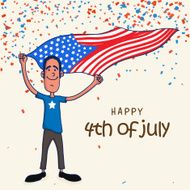 Young man with flag for American Independence Day celebration