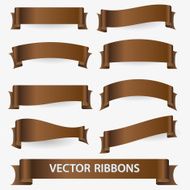 brown various curver empty ribbon banners eps10