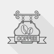 Coffee shop signs flat icon with long shadow line N2