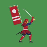 Samurai Warrior Brandishing Sword Vector illustration