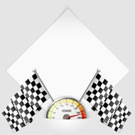 Sheet of Paper with Speedometer and Flags
