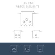 Set of line art ribbon bookmark elements Stars for rating N3