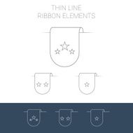 Set of line art ribbon bookmark elements Stars for rating N4