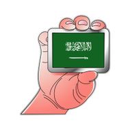 hand holding Saudi Arabia flag