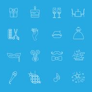 Party and Celebration icon set Vector silhouette illustration