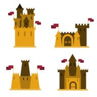Sand castles set of 4 pieces with flags on them
