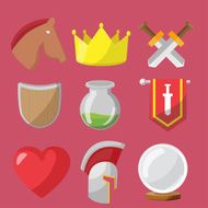 Fantasy game icons flat sets vector
