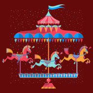 Vintage carousel with colorful horses