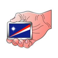 hand holding Marshall Island flag